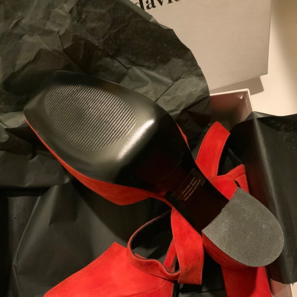 CHARLES DAVID Roan Red Suede Platform Block Heel Ankle Strap Sandals 41 - Picture 13 of 16